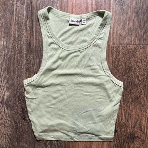 Sun-Deh Anthro Cropped Ribbed Green Tank Top Size M